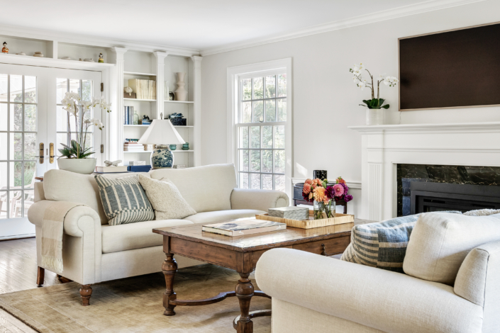 Family Room with bookcases